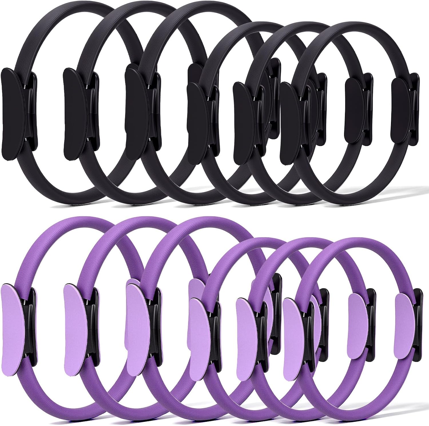 Pilates Ring Magic - ชุดวงแหวนพิลาทิส 12 ชิ้น ขนาดคู่ วงแหวนออกกำลังกายแบบเมจิก วงแหวนต้านแรงสำหรับการออกกำลังกายกระชับสัดส่วนทั่วร่างกาย