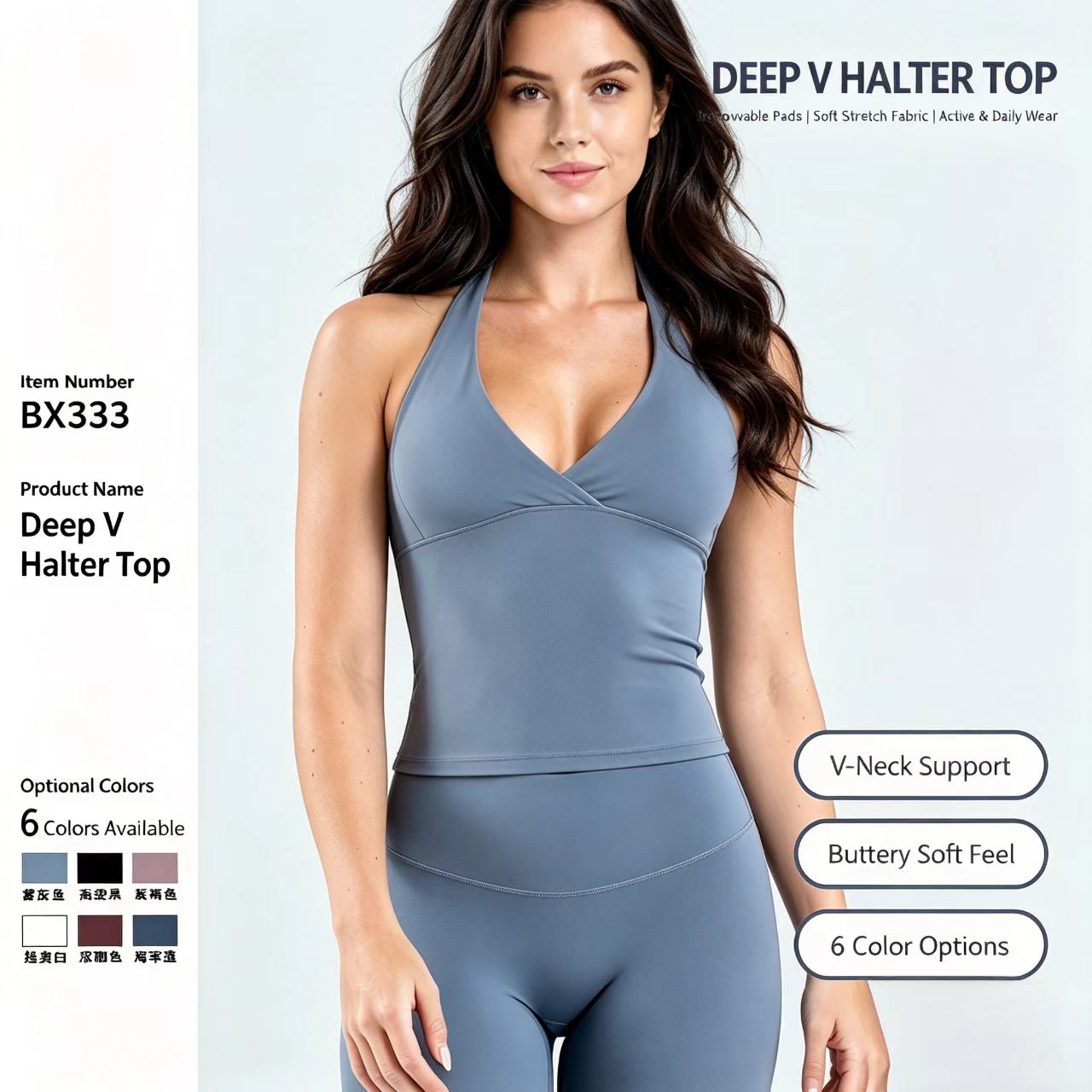 Pilates V Yoga - เสื้อกล้ามโยคะคอวีแบบมีบราในตัว ทรงยาวสำหรับออกกำลังกาย พร้อมแผ่นรองที่ถอดออกได้ เหมาะสำหรับพิลาทิสและยิม