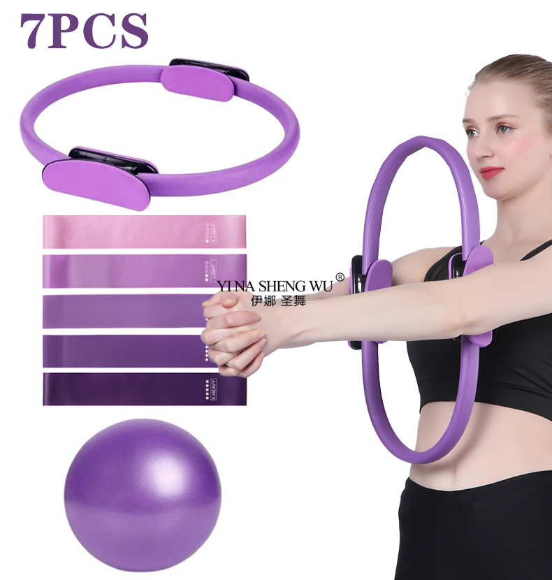 Pilates Ring Magic - 7 ชิ้นอุปกรณ์พิลาทิสสําหรับการออกกําลังกายที่บ้านแหวนพิลาทิสและชุดบอลวงต้านทานและที่สมบูรณ์แบบมากขึ้นสําหรับอุปกรณ์พิลาทิสที่บ้าน