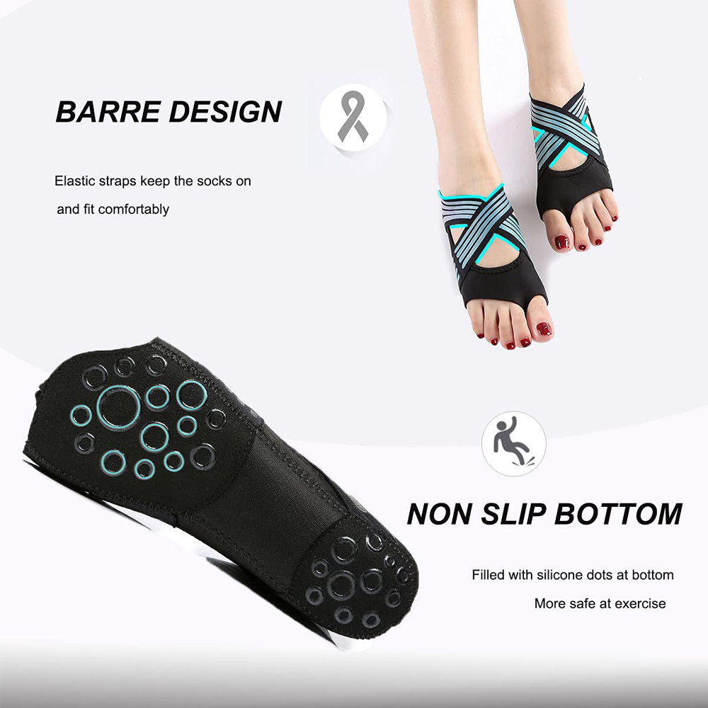 ถุงเท้ากันลื่นแบบไม่มีนิ้วสำหร - Pilates Yoga Grip Socks บทวิจารณ์และราคา