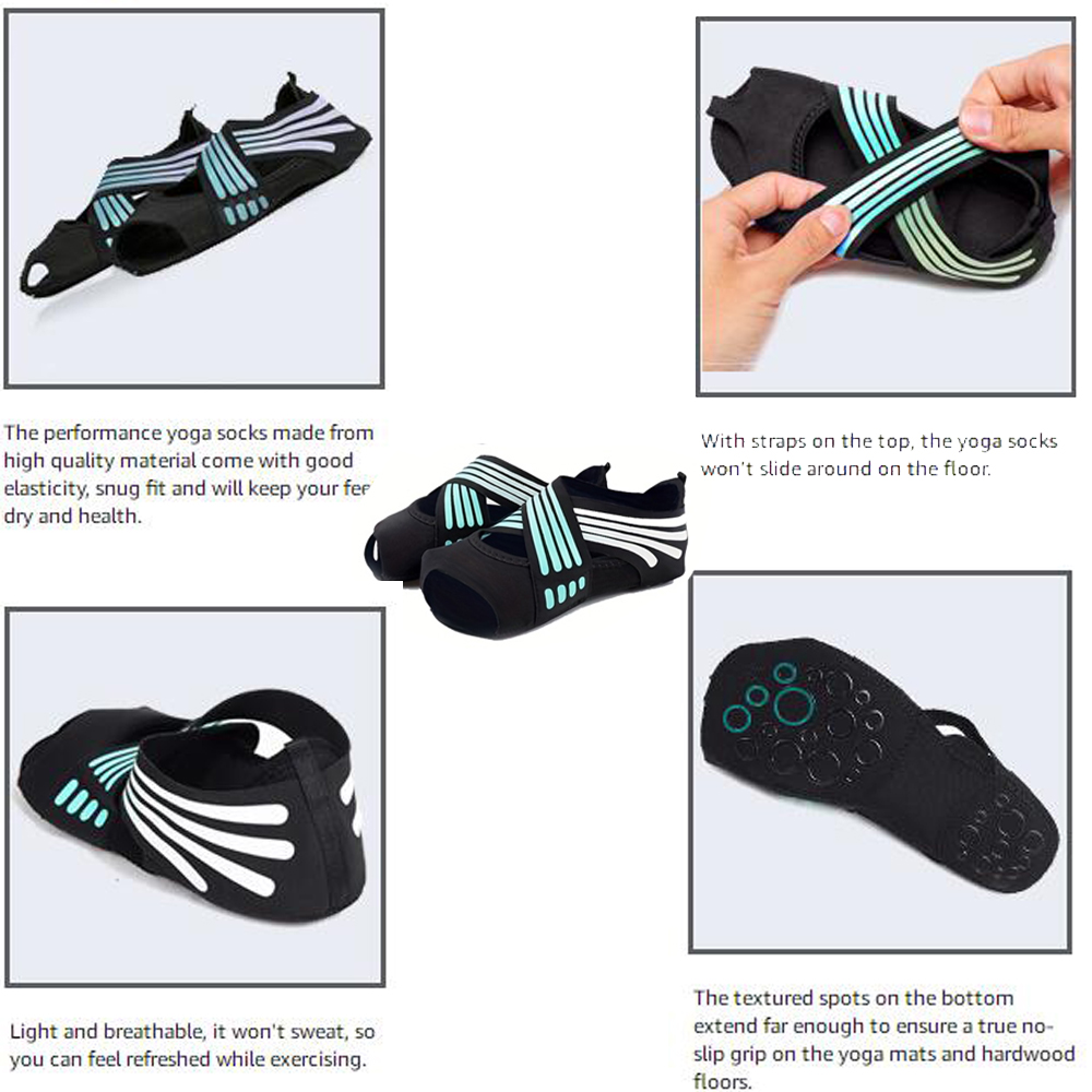 ถุงเท้ากันลื่นแบบไม่มีนิ้วสำหร - Pilates Yoga Grip Socks บทวิจารณ์และราคา