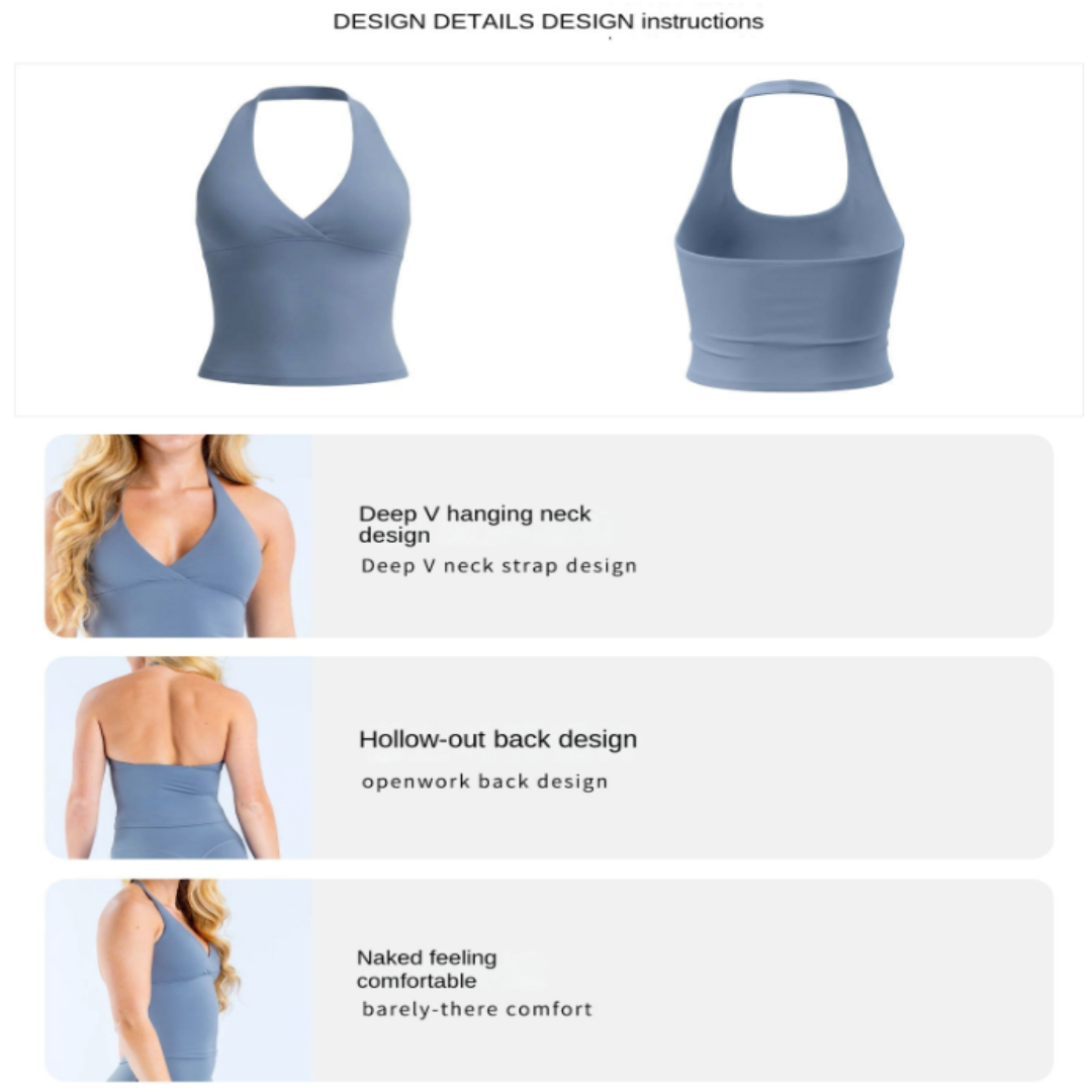 เสื้อกล้ามโยคะคอวีแบบมีบราในตั - Pilates V Yoga บทวิจารณ์และราคา