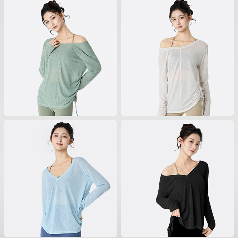 เสื้อโยคะ PofyBofy แบบหลวม คอว - Pilates V Yoga บทวิจารณ์และราคา